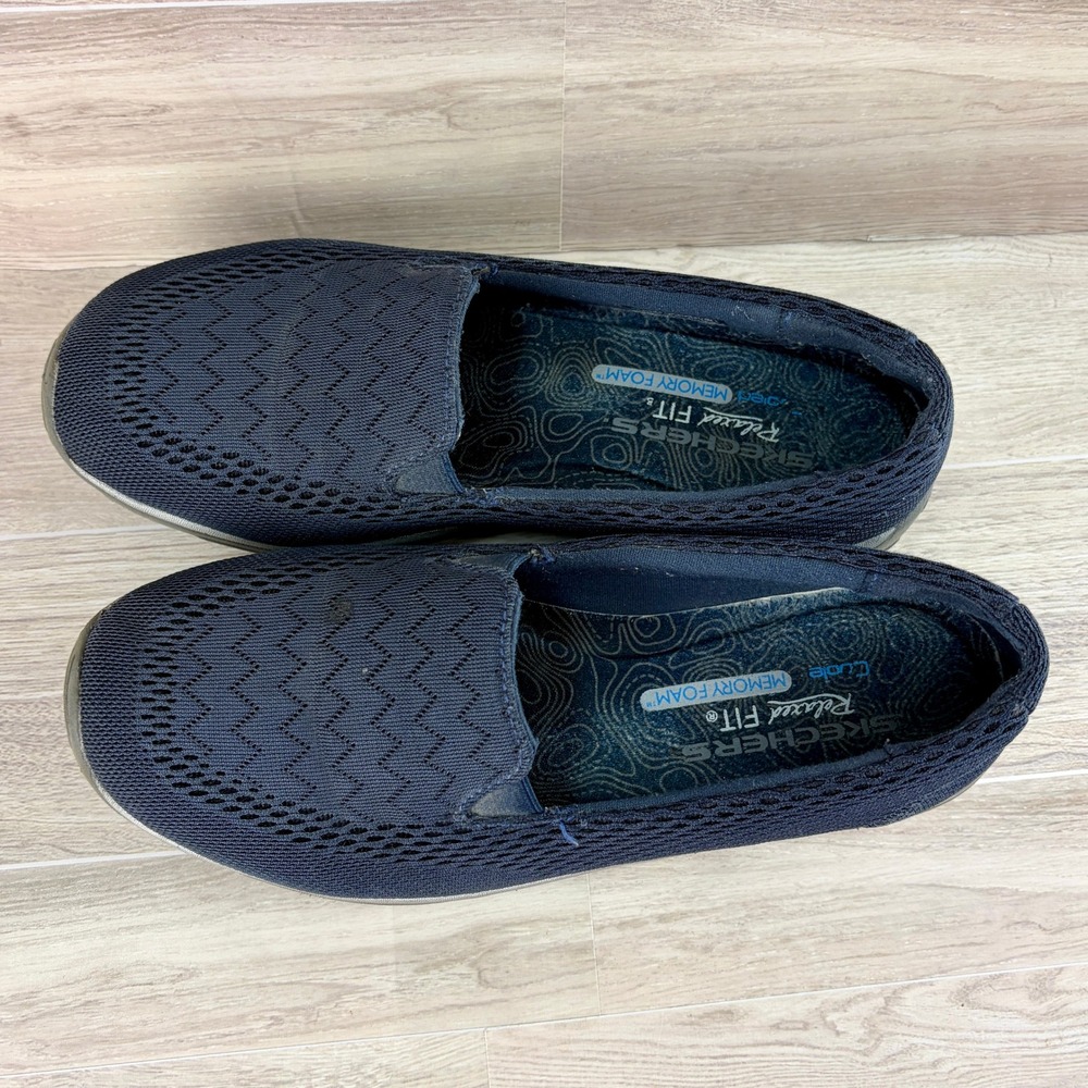 Skechers Reggae Fest Willow Navy Blue Mesh Slip On Relaxed Fit Shoes Womens 6.5 - Picture 3 of 10